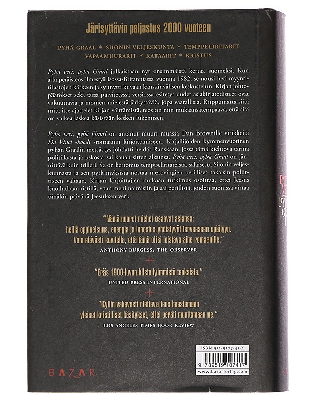 Pyhä veri, Pyhä Graal - Baigent, Michael - Historiakirjat - 10105454939 - 1