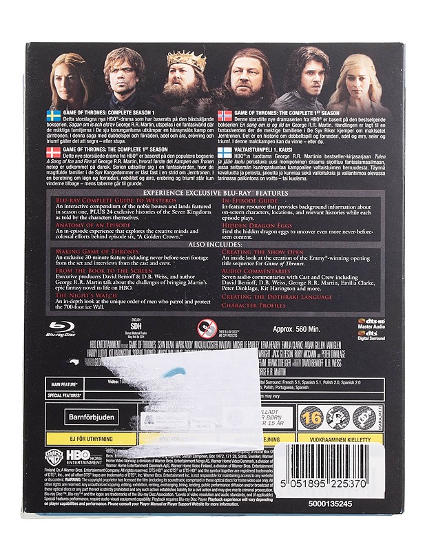 Game Of Thrones: The Complete First Season - Blu-Ray - Blu-ray-levyt - 10105454973 - 1