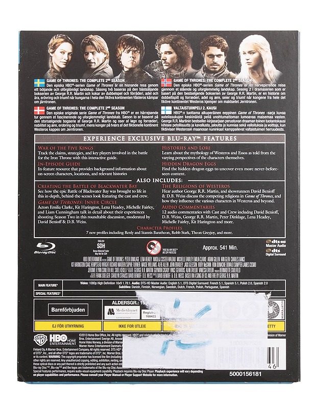 Game Of Thrones: The Complete Second Season - Blu-Ray - Blu-ray-levyt - 10105454988 - 1