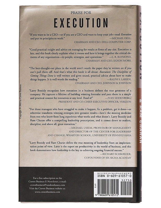 Execution : the discipline of getting things done - Bossidy, Larry - Tietokirjat - 10105455283 - 1