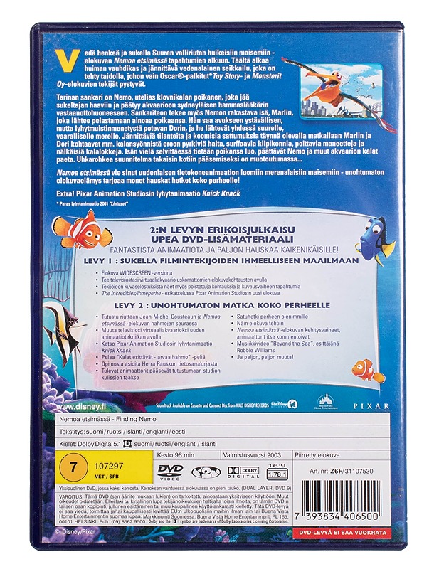 Nemoa Etsimässä - DVD - DVD-elokuvat - 10105455459 - 1