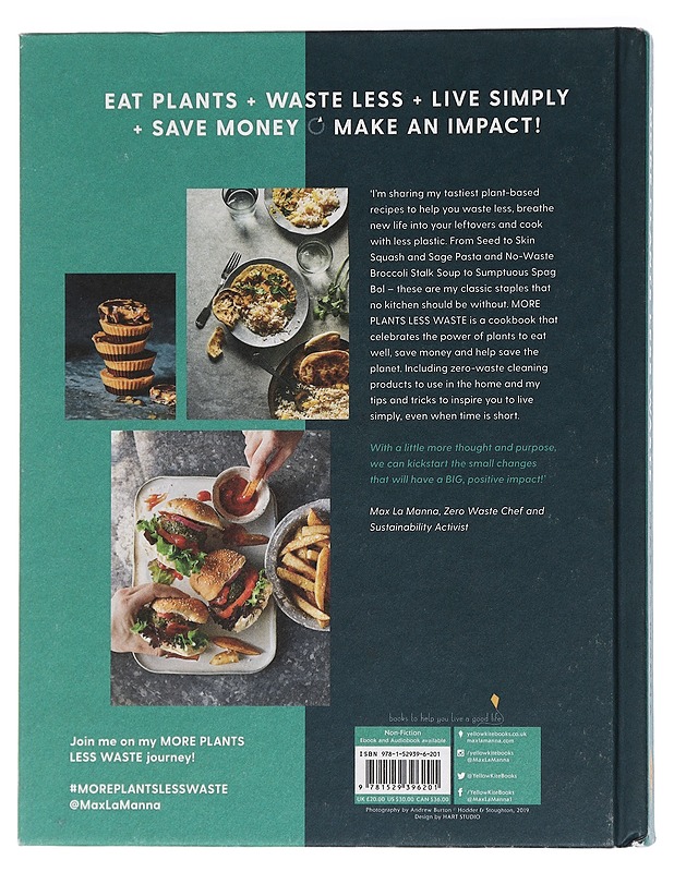 More plants less waste : plant-based recipes + zero waste life hacks with purpose - La Manna, Max - Ruokakirjat - 10105455467 - 1
