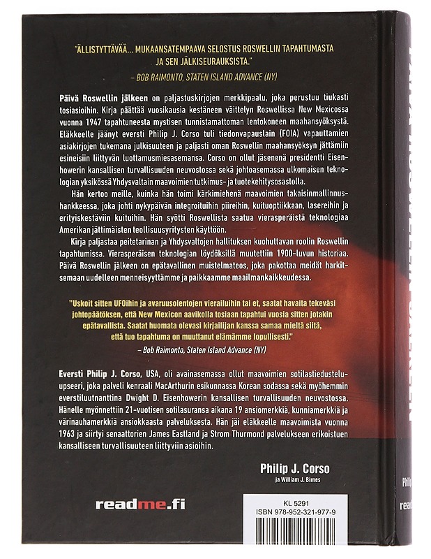 Päivä Roswellin jälkeen - Corso, Philip J. - Harrastekirjat - 10105455706 - 1