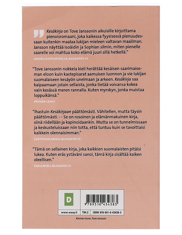 Kesäkirja - Jansson, Tove - Romaanit ja novellit - 10105455703 - 1