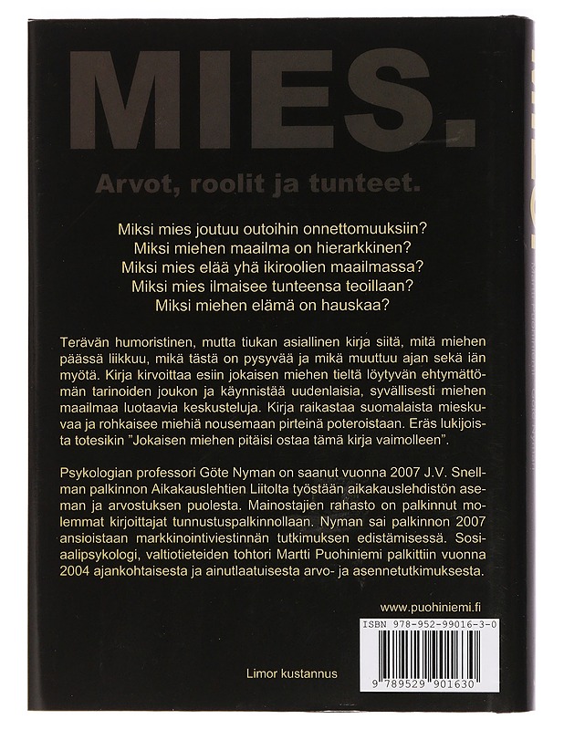 Mies : arvot, roolit ja tunteet - Puohiniemi, Martti - Tietokirjat ja oppaat - 10105455705 - 1