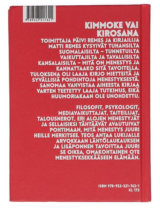 Menestys : pieni punainen kirja menestyksestä - Remes, Matti - Harrastekirjat - 10105455710 - 1