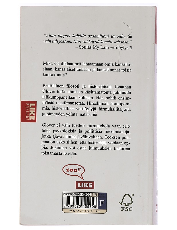 Ihmisyys : 1900-luvun moraalihistoria - Glover, Jonathan - Romaanit ja novellit - 10105456190 - 1