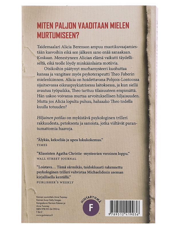 Hiljainen potilas - Michaelides, Alex - Jännitys ja dekkarit - 10105456207 - 1