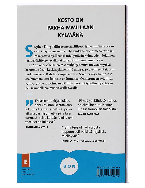 Pimeä yö, tähdetön taivas - King, Stephen - Jännitys ja dekkarit - 10105456210 - 1