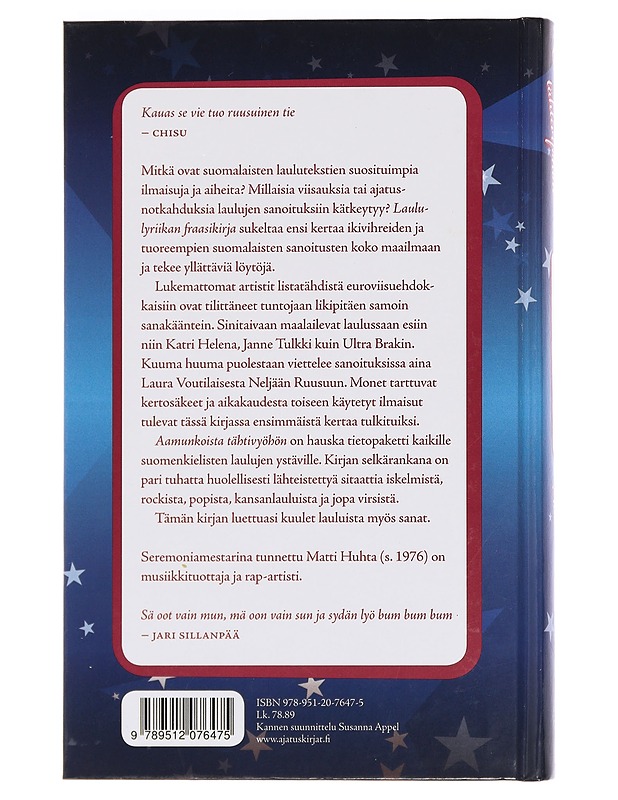 Aamunkoista tähtivyöhön : laululyriikan fraasikirja - Matti Huhta - Musiikki- ja elokuvakirjat - 10105456515 - 1