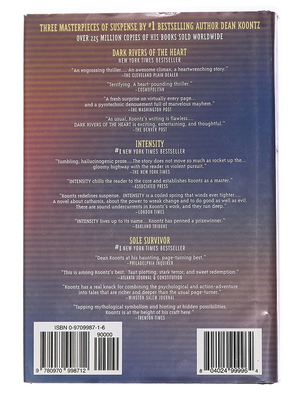 Dean Koontz- Three Complete Novels : Dark Rivers of the Heart, Intensity, Sole Survivor - Romaanit ja novellit - 10105456550 - 1