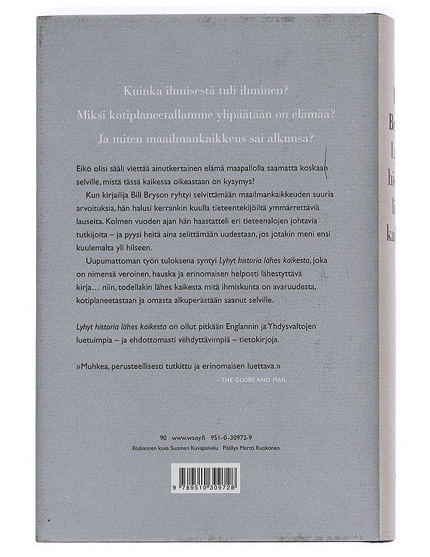Lyhyt historia lähes kaikesta - Bryson, Bill - Historiakirjat - 10105456552 - 1