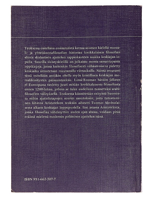 Jussi Tenkku : Vanhan- ja keskiajan moraalifilosofian historia - Historiakirjat - 10105456714 - 1