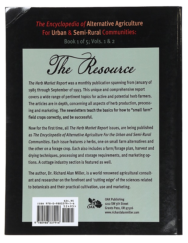 The Encyclopedia of Alternative Agriculture Book 1 Vols. 1 & 2 - Dr. Richard Alan Miller - Harrastekirjat - 10105456800 - 1