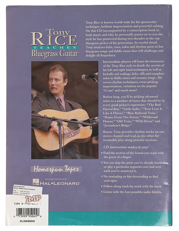 Tony Rice teaches bluegrass guitar : a master picker analyzes his pioneering licks and solos - Rice, Tony - Musiikki- ja elokuvakirjat - 10105456810 - 1