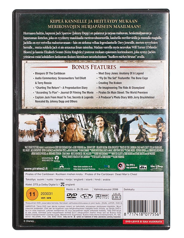 Pirates Of The Carribean: Kuolleen Miehen Kirstu - DVD - DVD-elokuvat - 10105457062 - 1