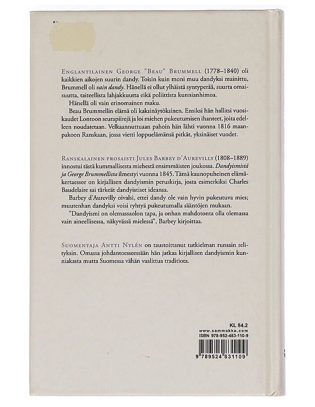 Dandyismistä ja George Brummellista - Barbey d'Aurevilly, Jules - Historiakirjat - 10105457282 - 1