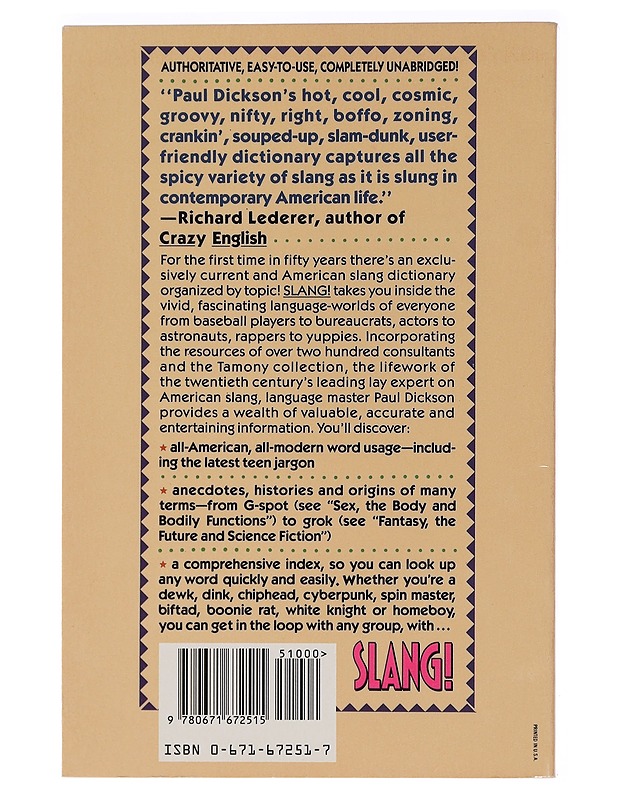 Slang! - Paul Dickson - Tietokirjat ja oppaat - 10105457546 - 1