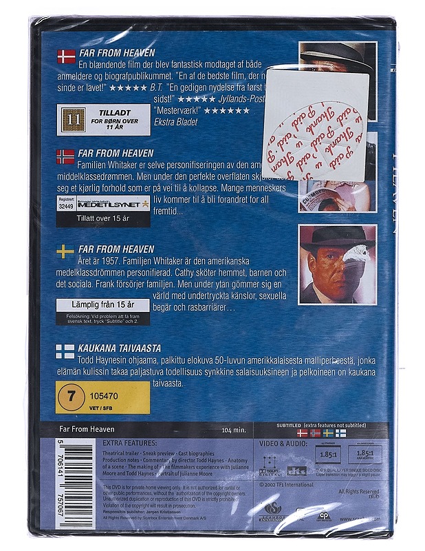 Far from Heaven - DVD - DVD-elokuvat - 10105457634 - 1