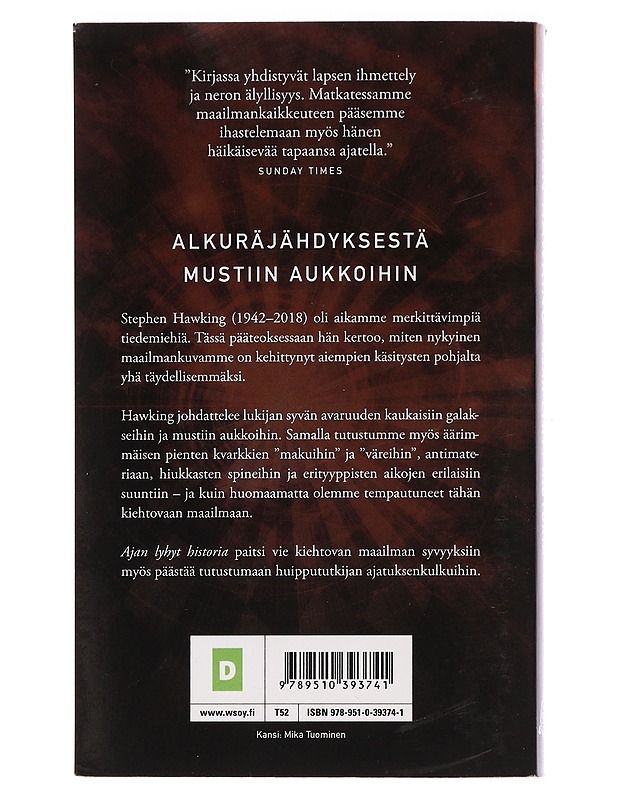 Ajan lyhyt historia - Hawking, Stephen - Tietokirjat ja oppaat - 10105457748 - 1