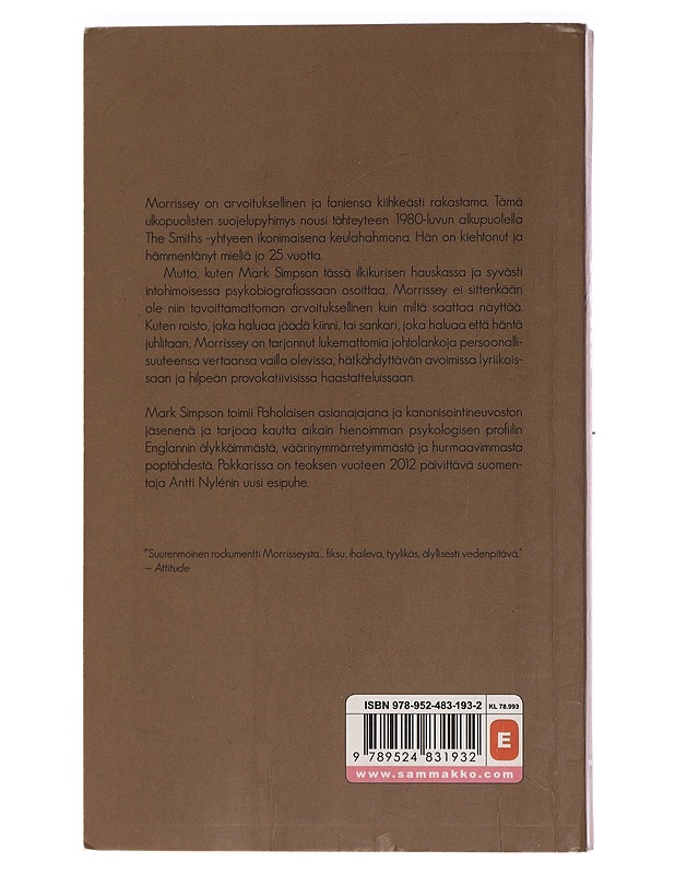 Pyhä Morrissey - Simpson, Mark - Elämäkerrat ja muistelmat - 10105458073 - 1