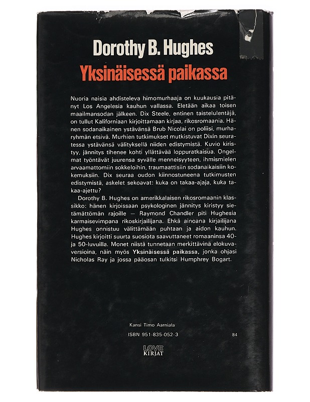 Yksinäisessä paikassa - Hughes, Dorothy B. - Romaanit ja novellit - 10105458085 - 1