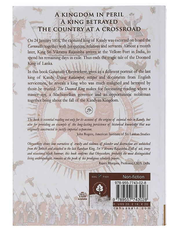 The doomed king: A requiem for Sri Vikrama Rajasinha - Gananath Obeyesekere - Elämäkerrat ja muistelmat - 10105458218 - 1