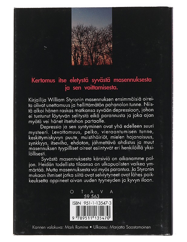 Pimeän kuva : muistelma hulluudesta - Styron, William - Elämäkerrat ja muistelmat - 10105458221 - 1