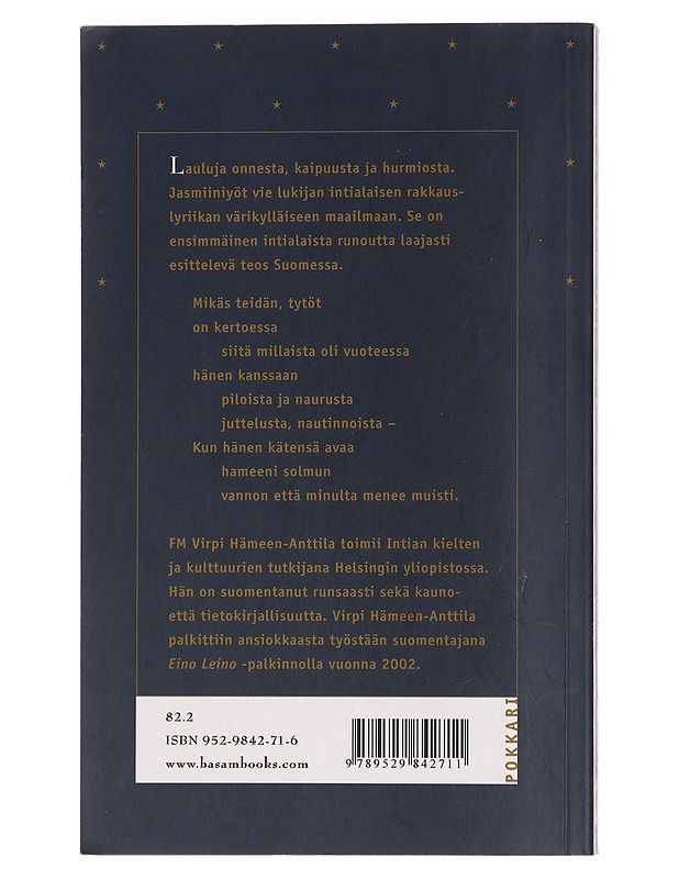 Jasmiiniyöt : eroottista runoutta Intiasta - Hämeen-Anttila, Virpi - Runot ja näytelmät - 10105458302 - 1