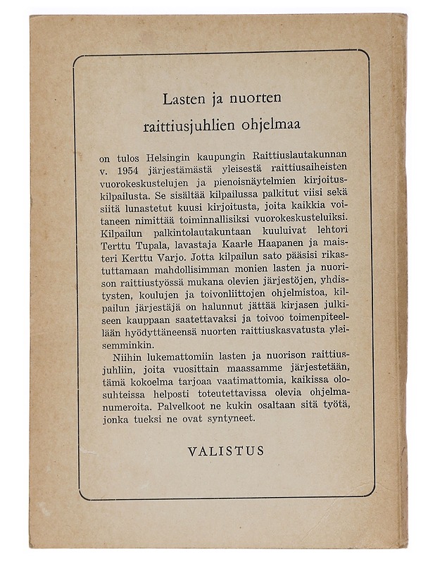 Lasten ja nuorten raittiusjuhlien ohjelmaa - Tietokirjat ja oppaat - 10105458363 - 1