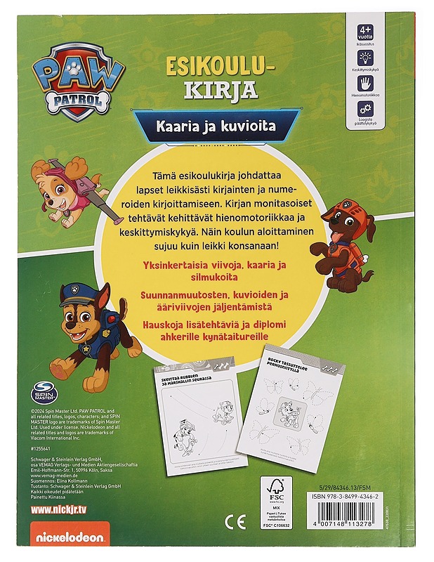 Paw Patrol : Esikoulukirja - Lastenkirjat - 10105458583 - 1