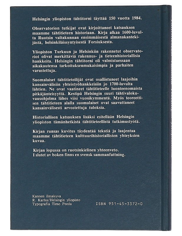 Tapio Markkanen : Tähtitieteen vaiheita Helsingin yliopistossa : Observatorio 150 vuotta - Tietokirjat ja oppaat - 10105458654 - 1
