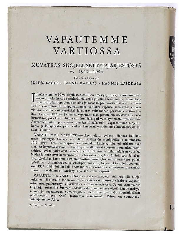Vapautemme Vartiossa: Suojeluskuntain historia - Hersalo, N.V. - Historiakirjat - 10105459289 - 1