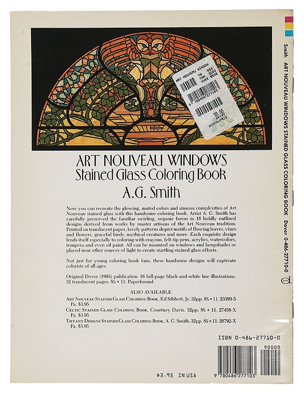 Art Nouveau Windows Stained Glass Coloring Book - Harrastekirjat - 10105459321 - 1