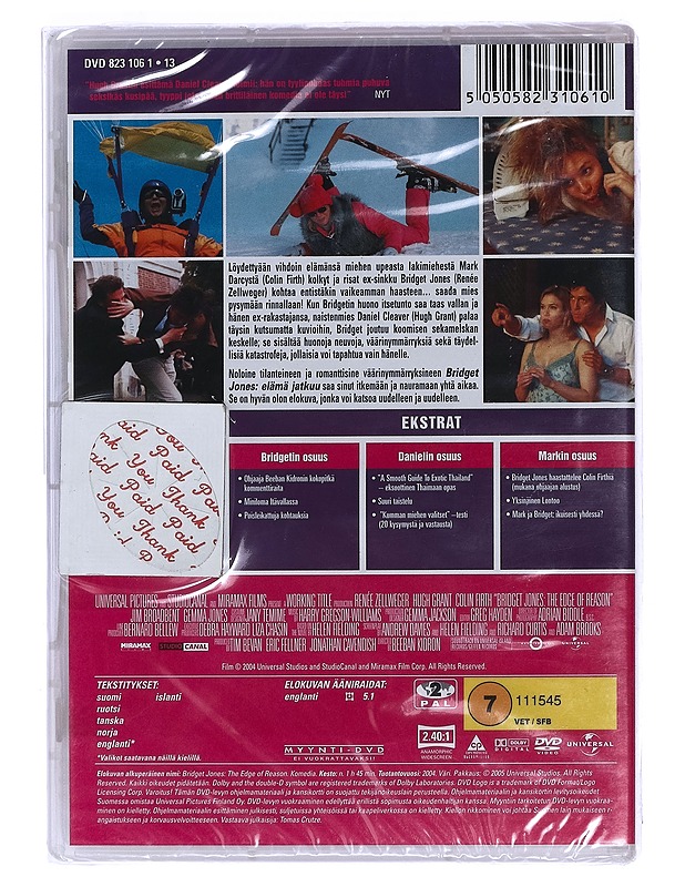 Bridget Jones: Elämä jatkuu - DVD - DVD-elokuvat - 10105459328 - 1