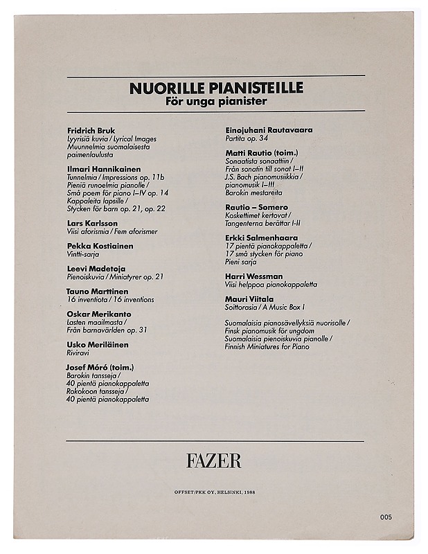 Pianon sävelasteikot - Musiikki- ja elokuvakirjat - 10105460034 - 1