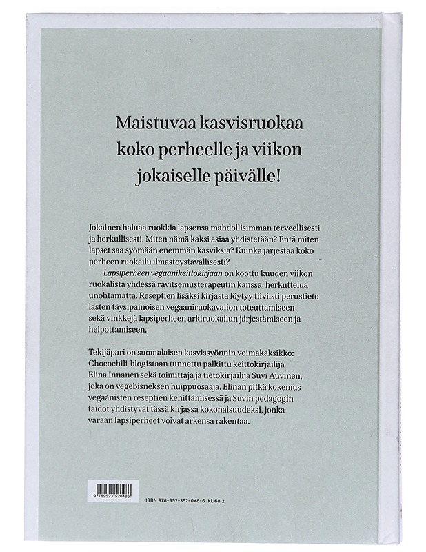 Lapsiperheen vegaanikeittokirja : helppo arki Chocochilin resepteillä - Innanen, Elina - Ruokakirjat - 10105460042 - 1