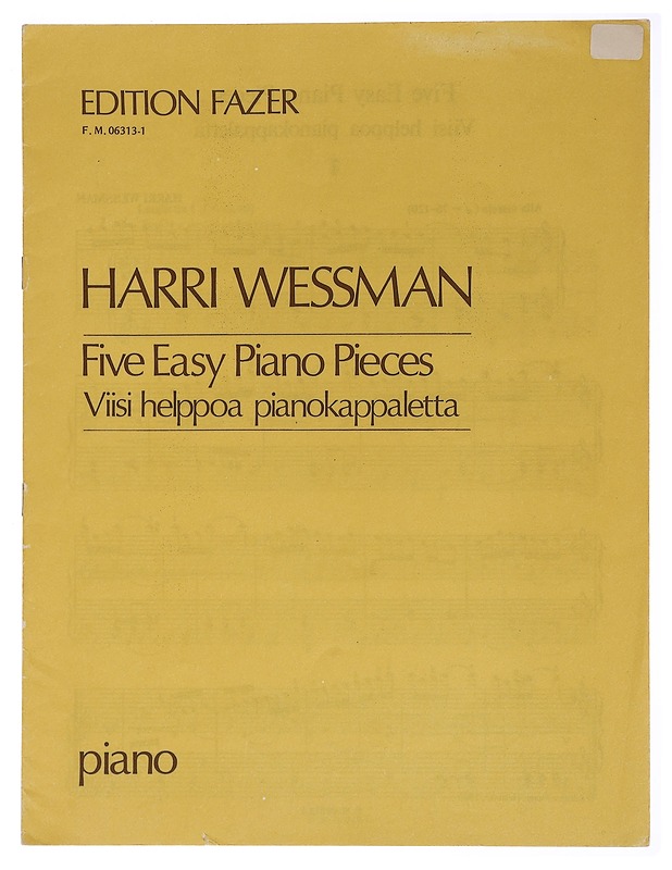 Viisi helppoa Pianokappaletta - Wessman, Harri - Musiikki- ja elokuvakirjat - 10105460057 - 0