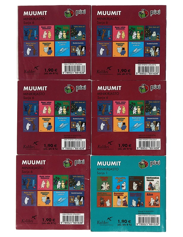 Muumit minikirjat, 6 kpl - Lastenkirjat - 10105460078 - 1