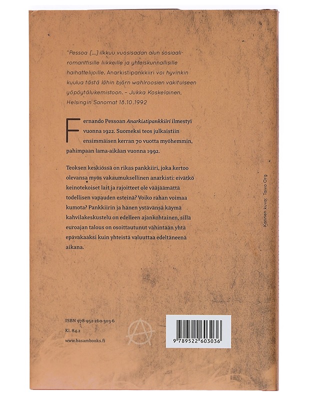 Anarkistipankkiiri - Pessoa, Fernando - Romaanit ja novellit - 10105460178 - 1