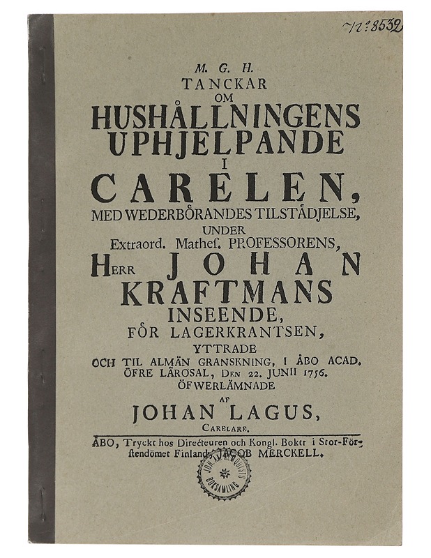 Ajatuksia talouselämän kohentamiseksi Karjalassa - Lagus, Johan - Tietokirjat ja oppaat - 10105460389 - 0