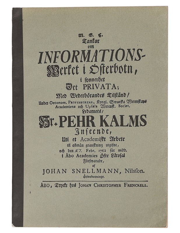 Ajatuksia opetustoiminnasta Pohjanmaalla, eritoten yksityisestä - Snellman, Johan - Tietokirjat ja oppaat - 10105460398 - 0