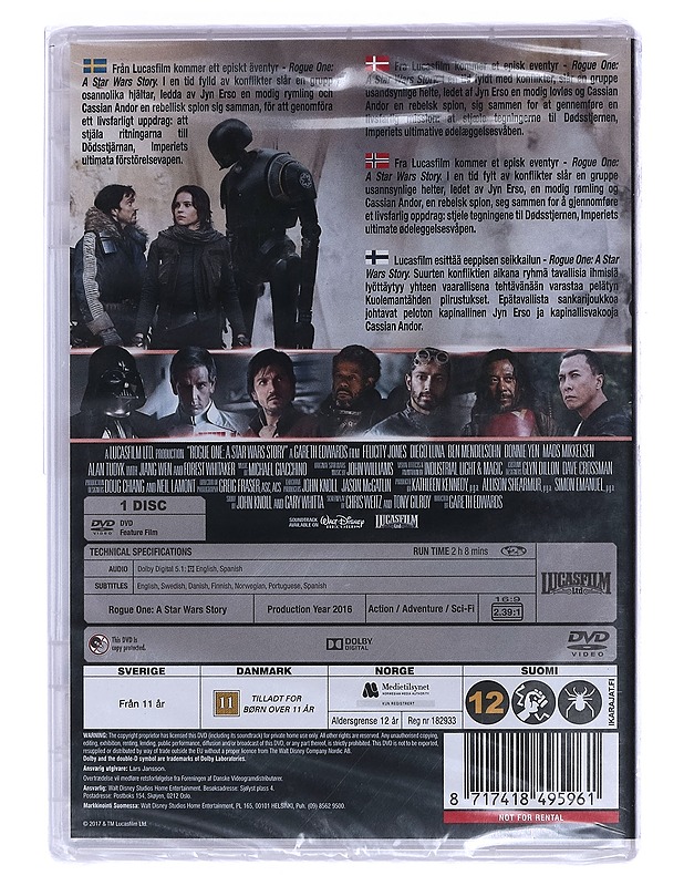 Rogue One: A Star Wars Story - DVD - DVD-elokuvat - 10105460599 - 1