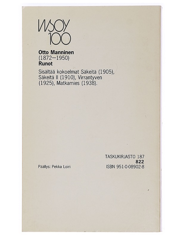 RUNOT - OTTO MANNINEN - Runot ja näytelmät - 10105460641 - 1