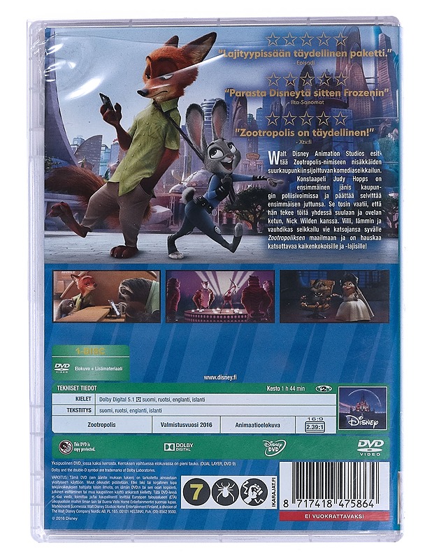 Walt Disney Zootropolis - DVD - DVD-elokuvat - 10105460680 - 1