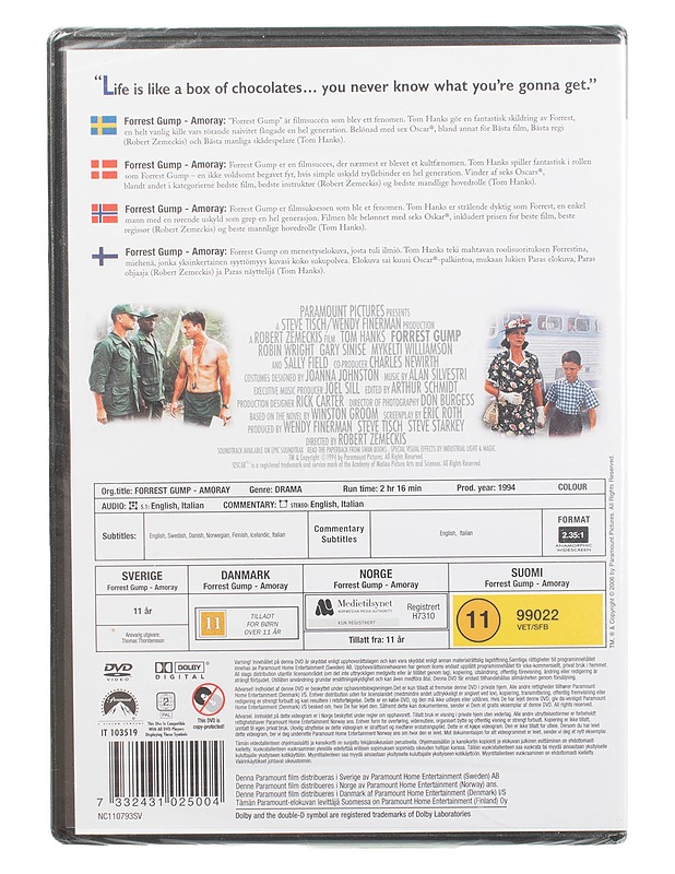 Forrest Gump - DVD - DVD-elokuvat - 10105460933 - 1