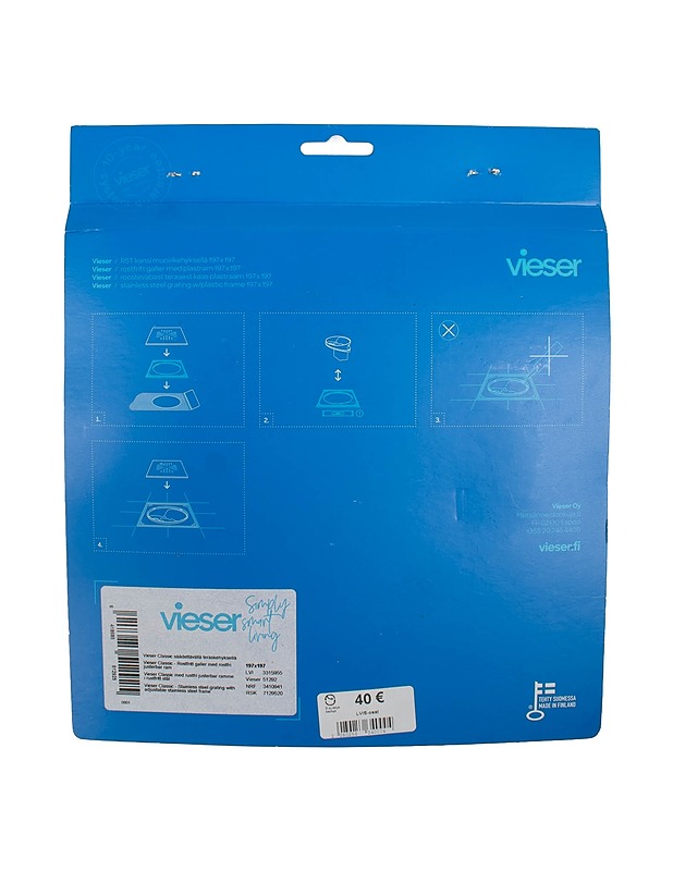 Vvieser RST kansi muovikehyksellä 197 x 197 - Rakennustarvikkeet - 10105461044 - 1