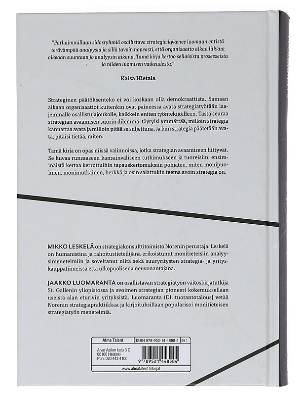 Avoin strategia, suljettu strategia - Leskelä, Mikko - Harrastekirjat - 10105461187 - 1