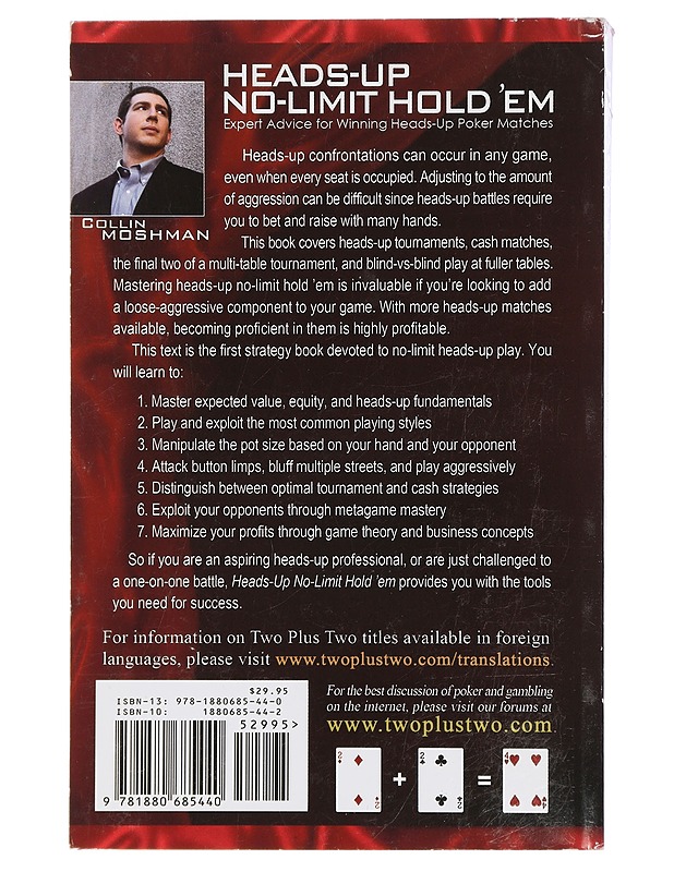 Heads-up no-limit hold ' em: expert advice for winning head-up poker matches - Collin Moshman - Tietokirjat ja oppaat - 10105461356 - 1