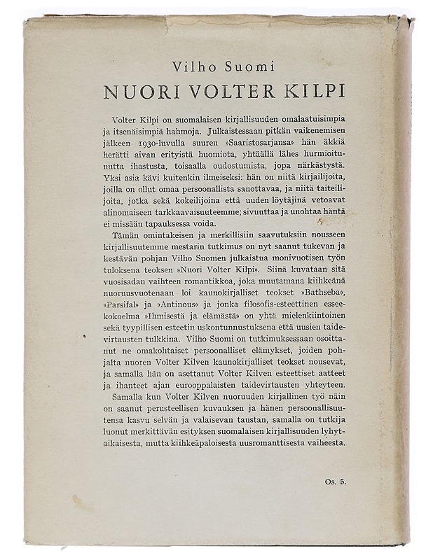 Nuori Volter Kilpi - Suomi, Vilho - Elämäkerrat ja muistelmat - 10105461485 - 1